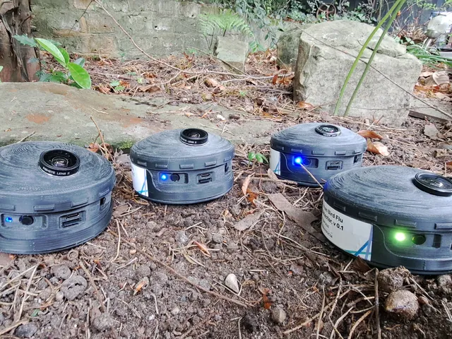 Three puffin detectors powered up on woodland ground